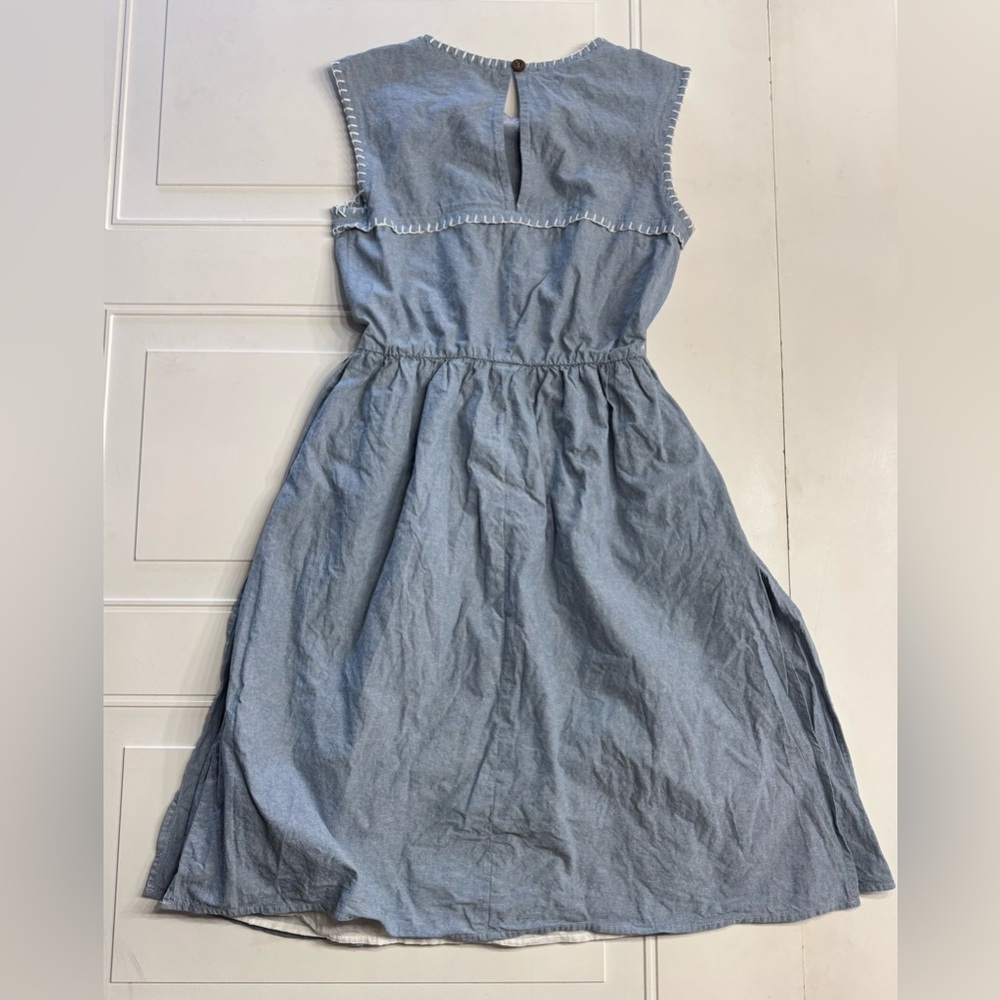 Nanette Lepore Chambray Button Pocket A Line Sun Dress Size 2 Stitching Detail - Picture 9 of 9
